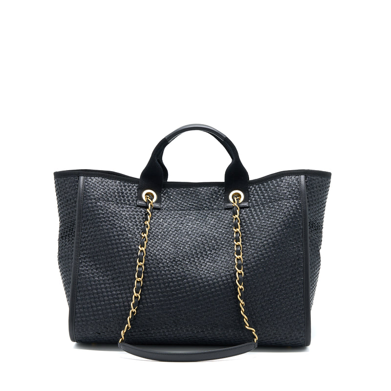 Chanel Black Raffia Deauville Tote Bag GHW
