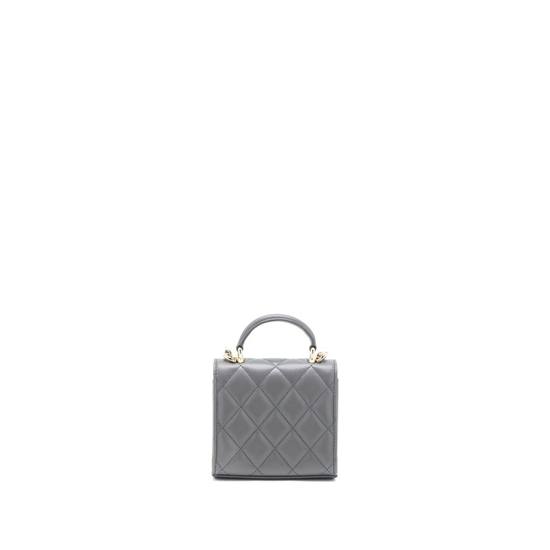 Chanel Mini Top Handle Flap Bag Lambskin Dark Grey LGHW