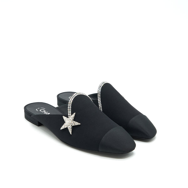 Chanel size38 Star velvet Loafer black