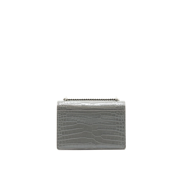 Saint Laurent Mini Sunset Shoulder Bag Grey SHW