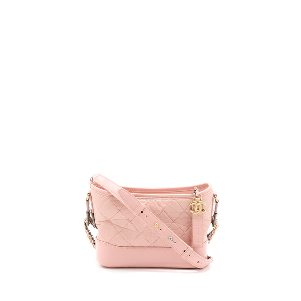 Chanel Small Gabrielle Hobo Bag Calfskin Light Pink Multicolour Hardware