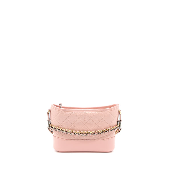 Chanel Small Gabrielle Hobo Bag Calfskin Light Pink Multicolour Hardware