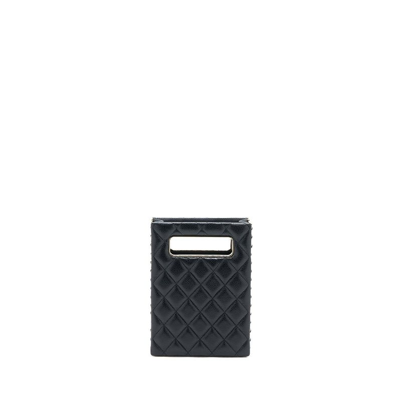 Chanel Vertical Evening Chain Bag Caviar Black LGHW (Microchip)