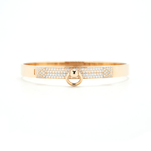 Hermes Collier De Chien Bracelet, Rosegold with diamond, Small model size SH
