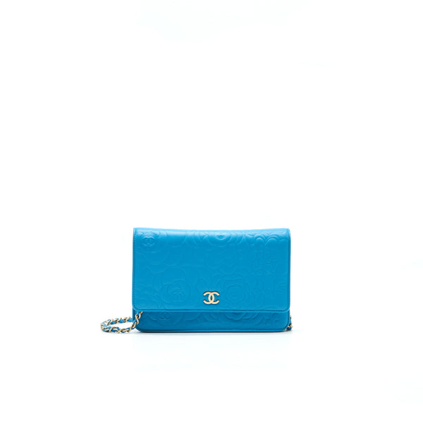 Chanel Camelia Wallet on Chain lambskin Blue GHW