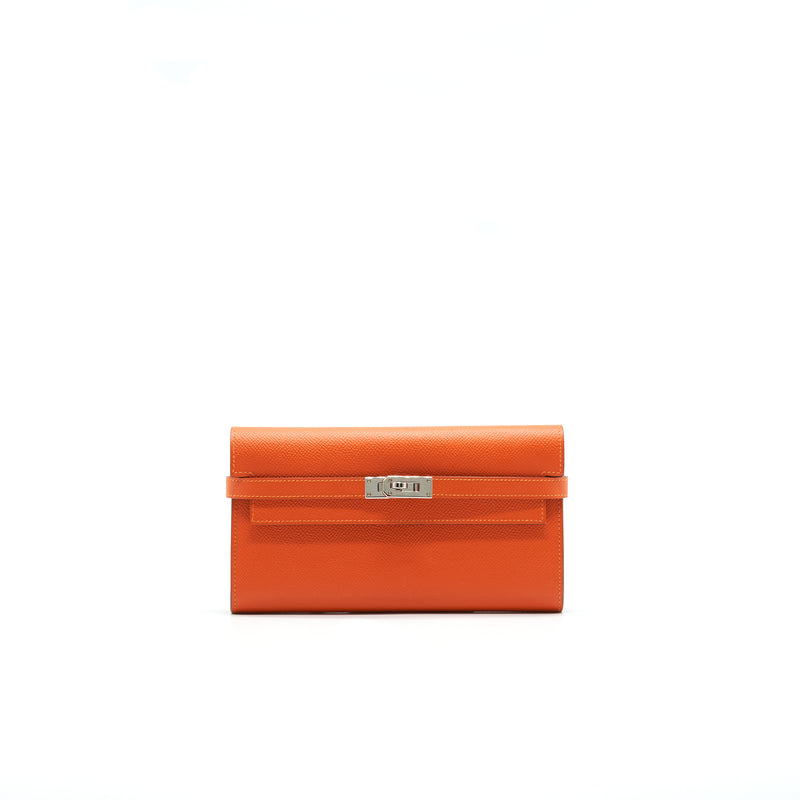 Hermes Kelly Long Wallet Orange SHW Epsom leather