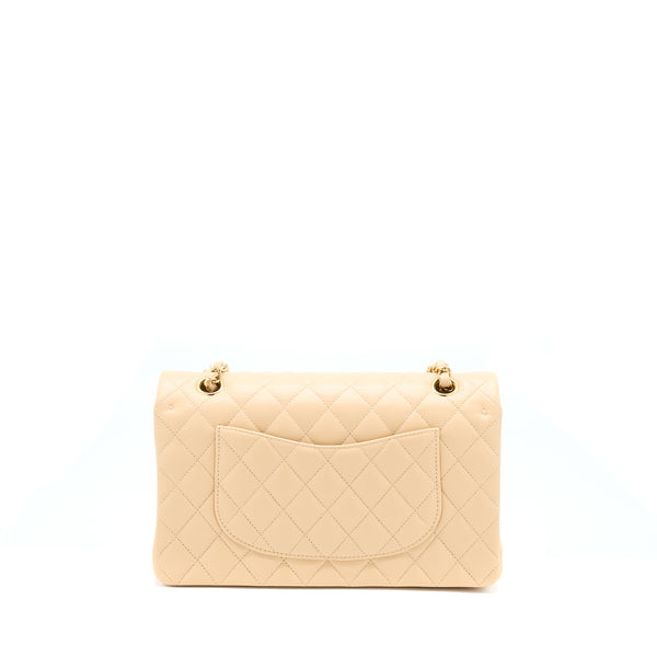 Chanel Medium Classic Flap Bag Lambskin Beige LGHW (Microchip)