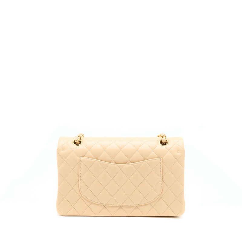 Chanel Medium Classic Flap Bag Lambskin Beige LGHW (Microchip)
