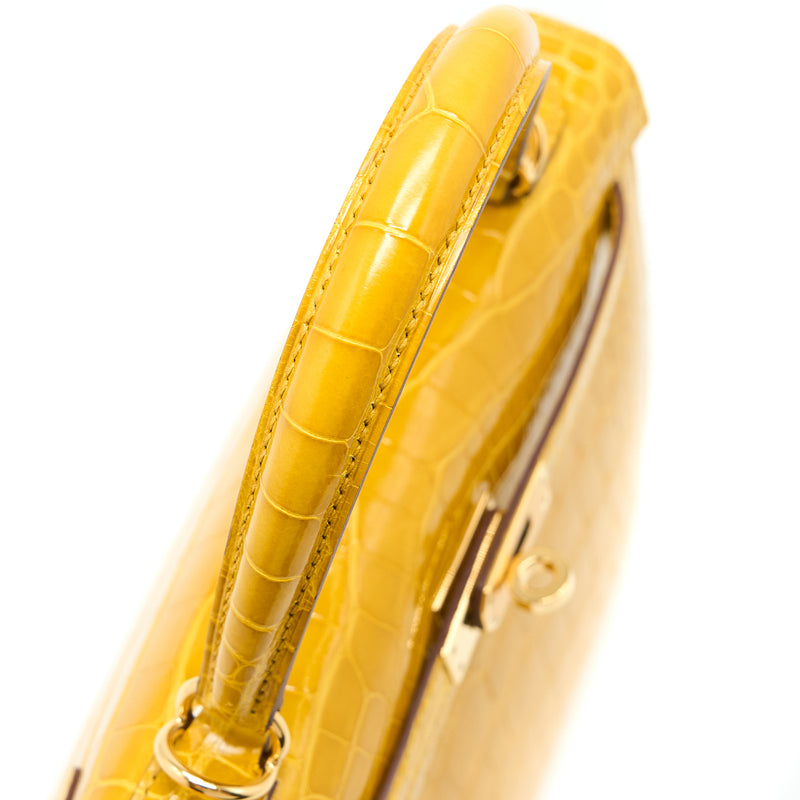 Hermes kelly 25cm 9D jaune ambre shinny Croco ghw #hermesjauneambre  #hermesjauneambrecroco #glossvintage