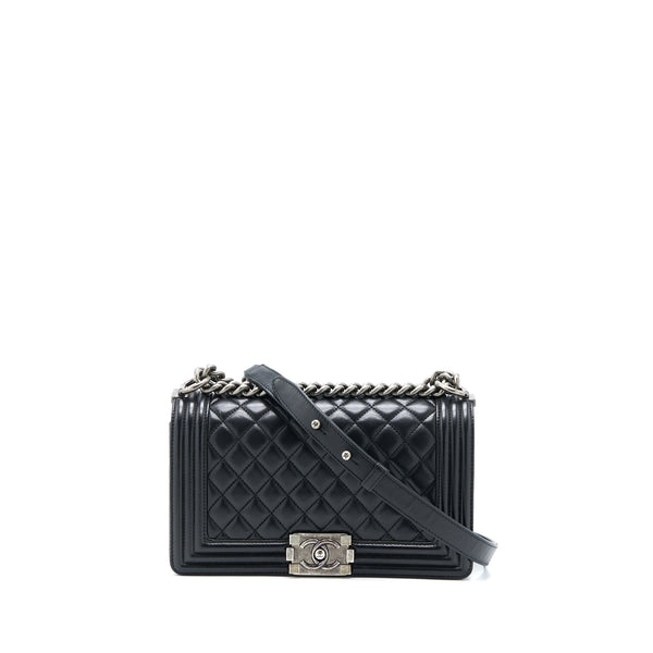 Chanel Medium Boy Bag Lambskin Black Ruthenium SHW