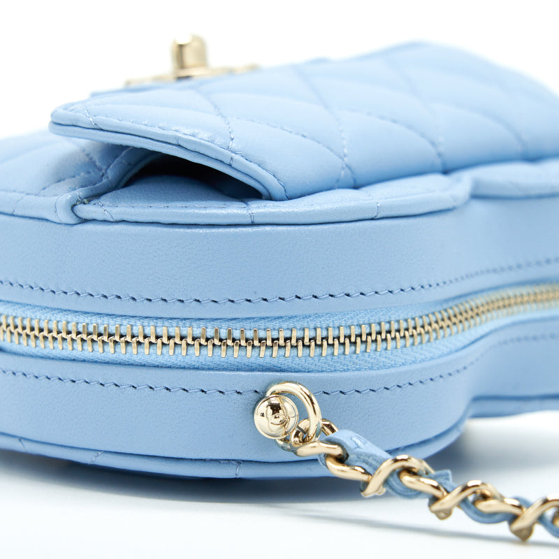 Chanel 22S Small Heart Bag Lambskin Light Blue LGHW