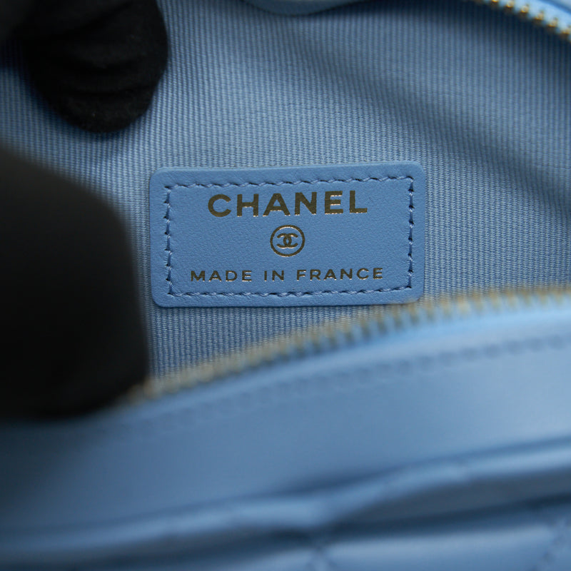 Chanel 22S Small Heart Bag Lambskin Light Blue LGHW