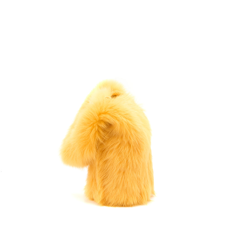 Miumiu Shearling Shoulder Bag Suede Lining Yellow GHW