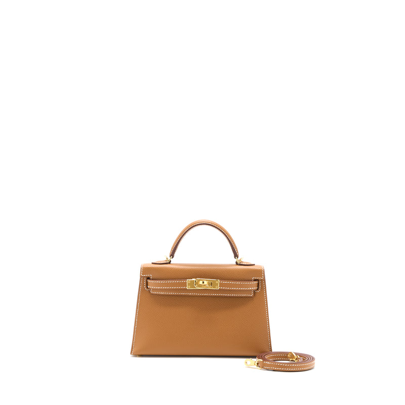 Hermes Mini Kelly II Epsom Gold GHW Stamp Z