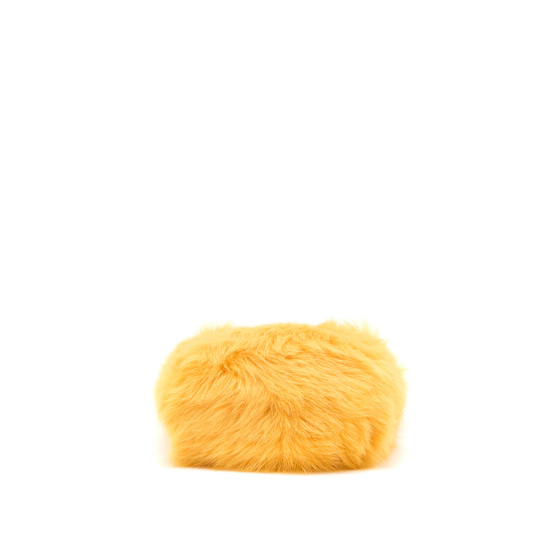 Miumiu Shearling Shoulder Bag Suede Lining Yellow GHW