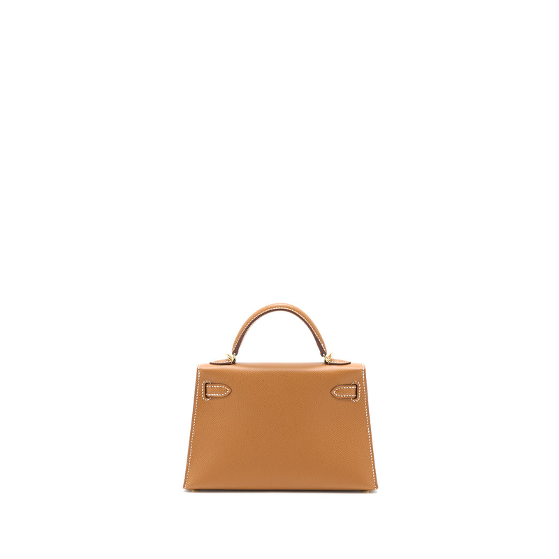 Hermes Mini Kelly II Epsom Gold GHW Stamp Z