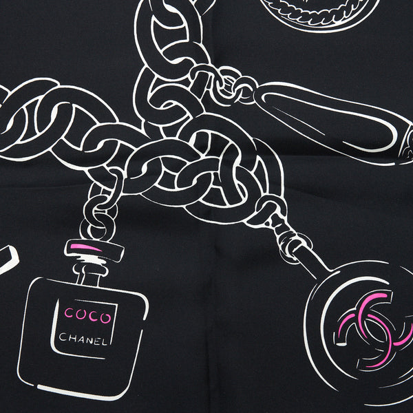 Chanel Silk Square Scarf 90cm black