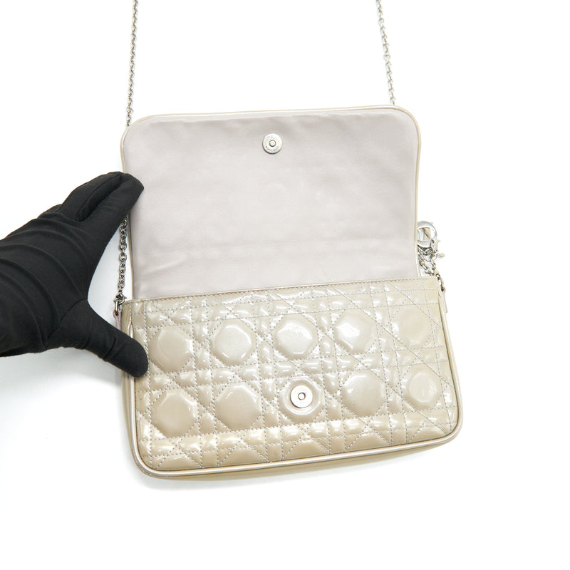 Dior Patent leather Wallet on Chain Light Grey