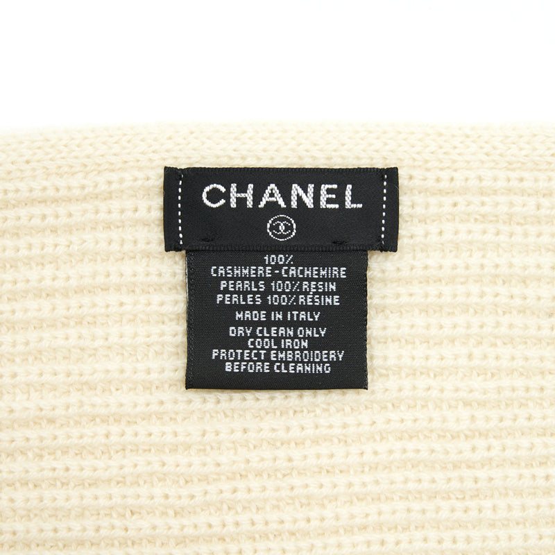 Chanel Stole Cashmere Scarf in Ivory 180x40cm