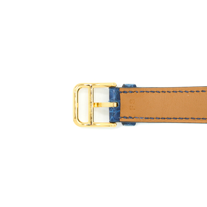 Hermes Heure H watch, Mini model, 21 mm with Blue Alligator Strap/ Extra Epsom Gold Strap GHW