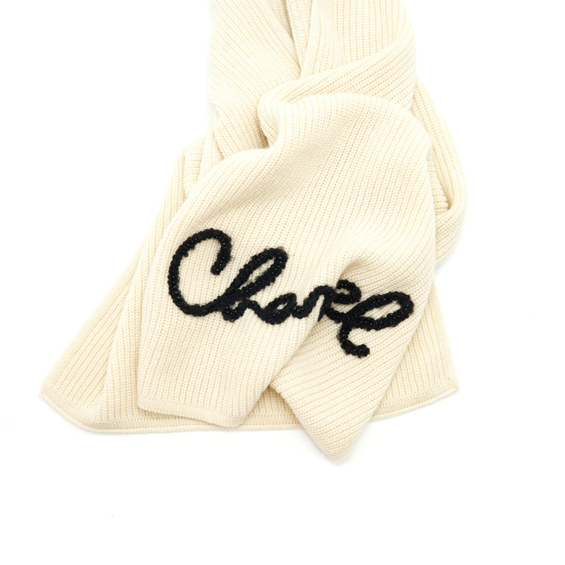 Chanel Stole Cashmere Scarf in Ivory 180x40cm