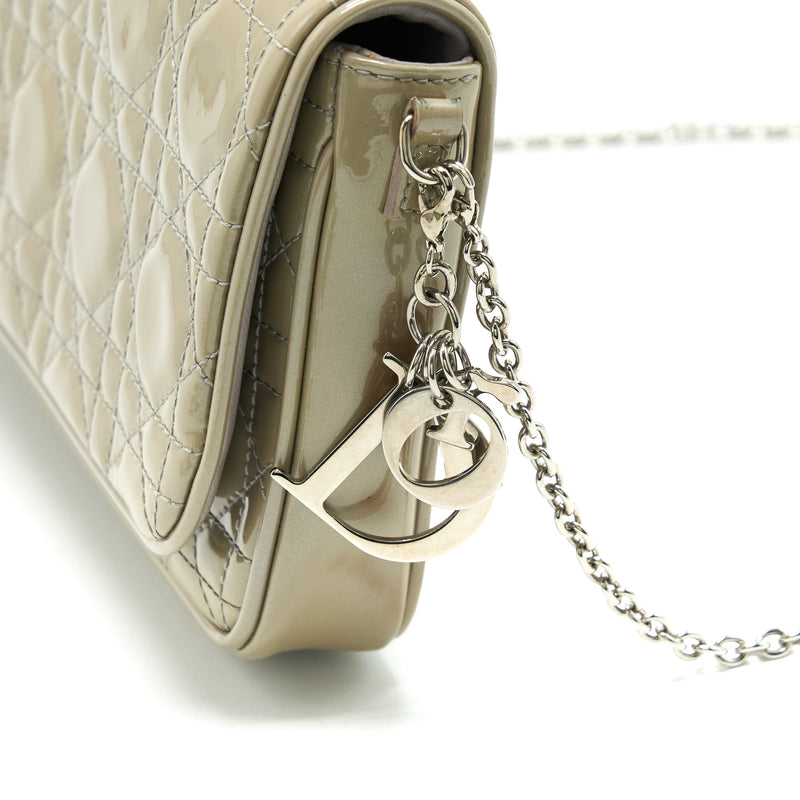 Dior Patent leather Wallet on Chain Light Grey
