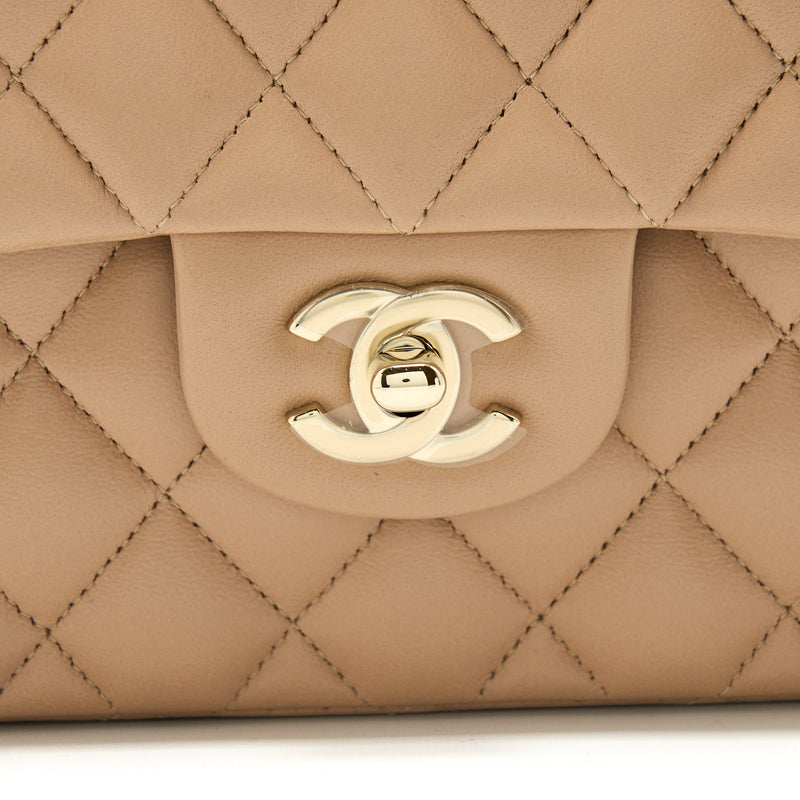 Chanel 22B Small Classic Flap Bag Lambskin Beige LGHW