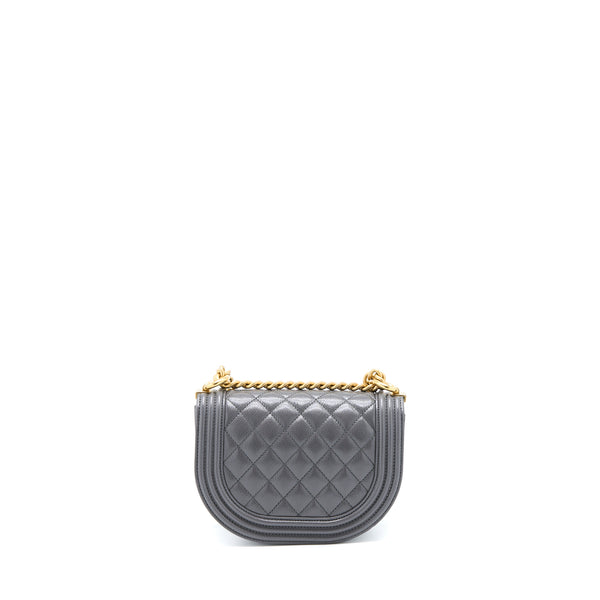 Chanel 22A Boy Messenger Bag Caviar Grey GHW (Microchip)