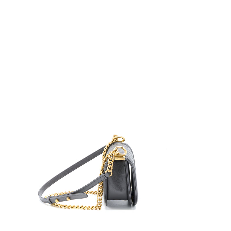 Chanel 22A Boy Messenger Bag Caviar Grey GHW (Microchip)