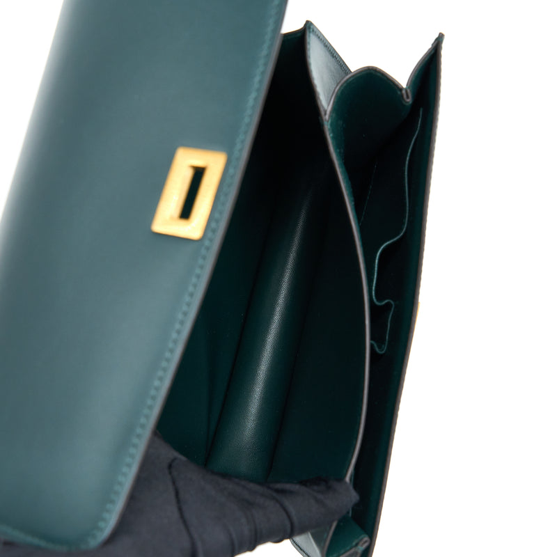 Celine Medium Classic Box Bag Calfskin Green GHW