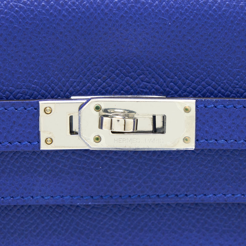 Hermes Kelly Long Wallet Epsom Blue Electric SHW Stamp Square R