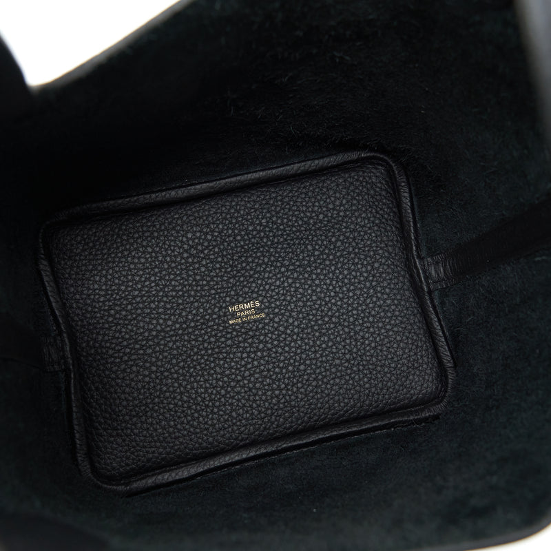 Hermes Picotin 18 Clemence Black GHW Stamp U