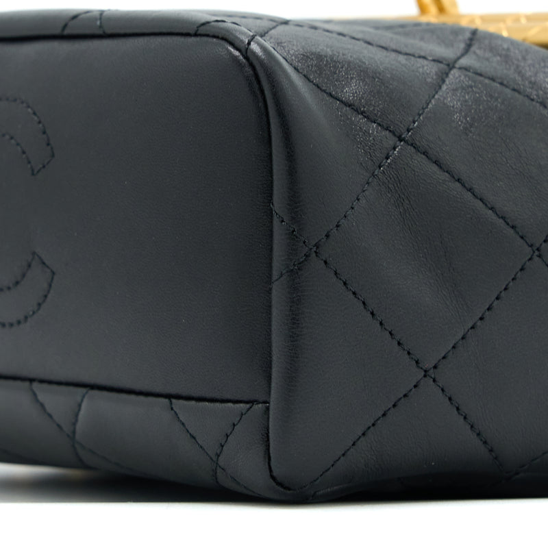 Chanel Kiss Lock Clasp Bag Lambskin Black Brushed GHW