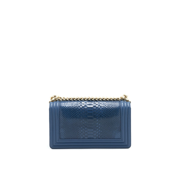 Chanel Medium Boy flap Bag Python Leather Blue LGHW