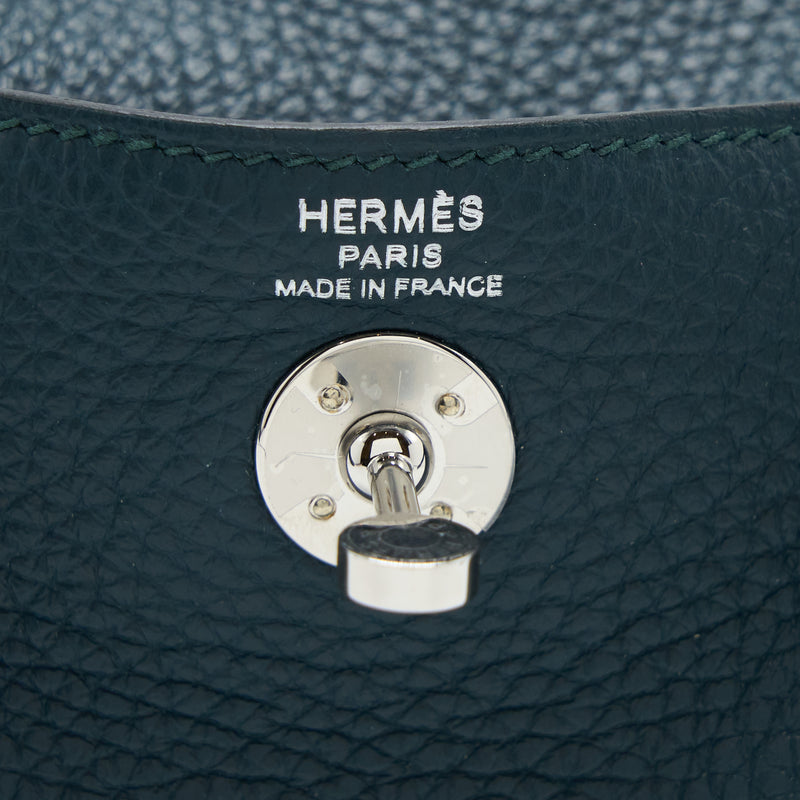 Hermes Mini Lindy Clemence Vert Cypres SHW Stamp U