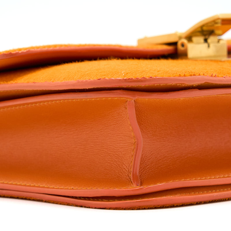Celine Classic Medium Box Horsehair Orange GHW
