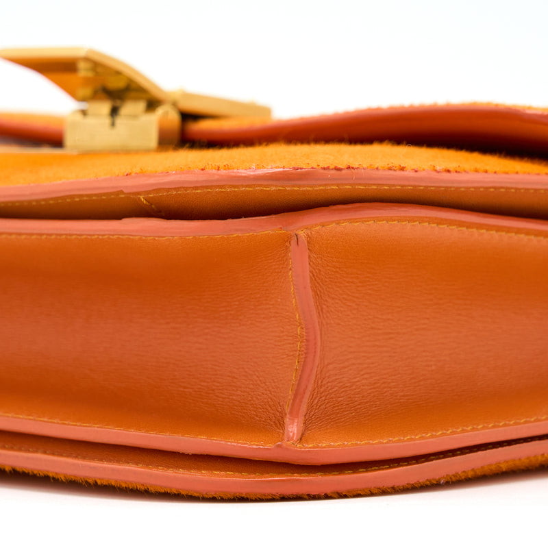 Celine Classic Medium Box Horsehair Orange GHW