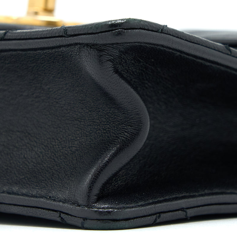 Chanel Vertical Pearl Flap Bag Goatskin Black GHW