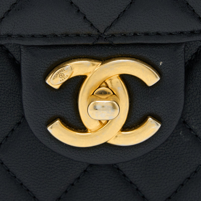 Chanel Vertical Pearl Flap Bag Goatskin Black GHW