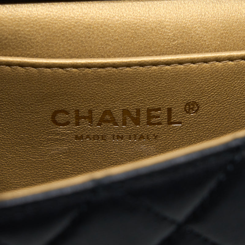 Chanel Vertical Pearl Flap Bag Goatskin Black GHW