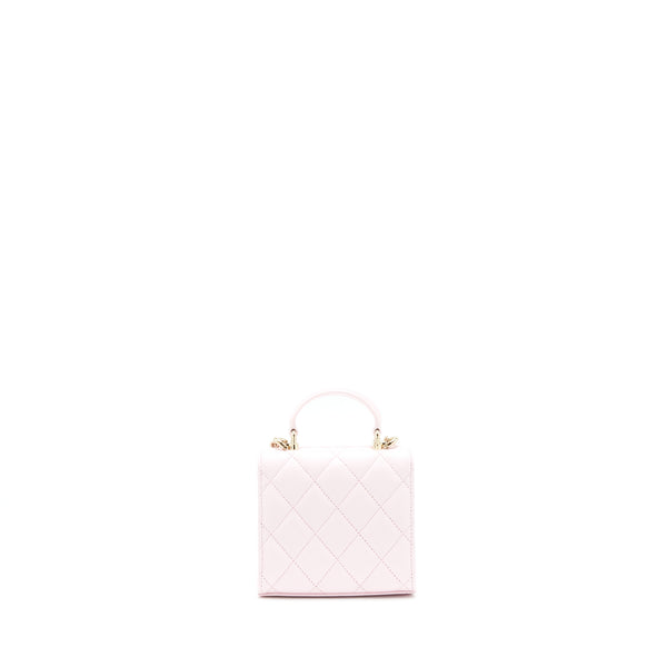 Chanel 22P Top Handle Mini Flap Bag With Chain Lambskin Pink LGHW