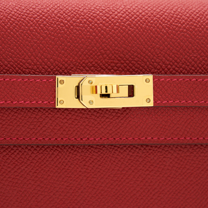 Hermes Kelly To Go Epsom Rouge Casaque GHW stamp Y