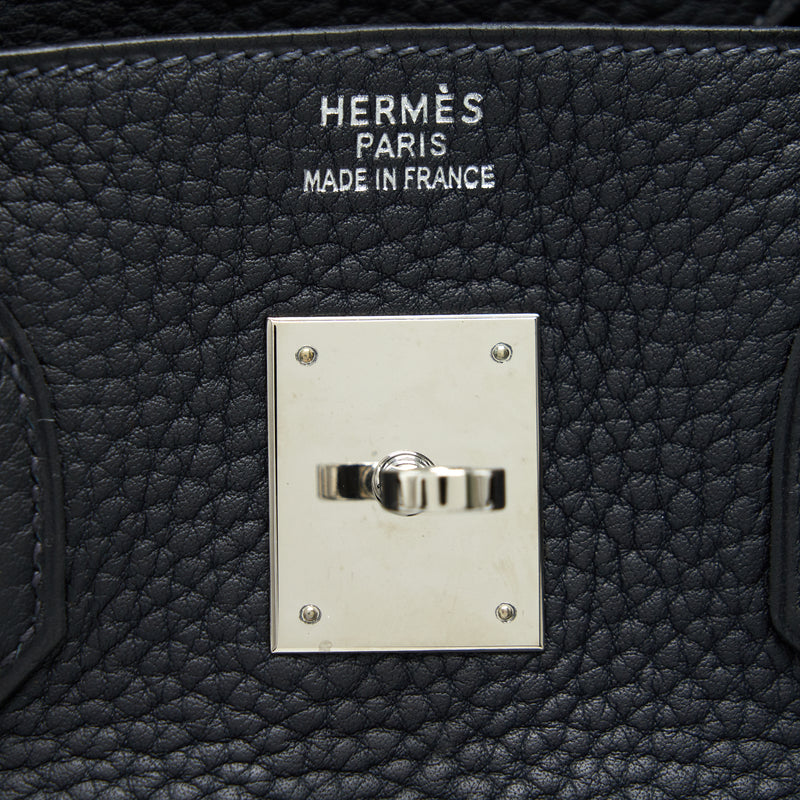 Hermes Birkin 35 Black SHW Stamp Square H