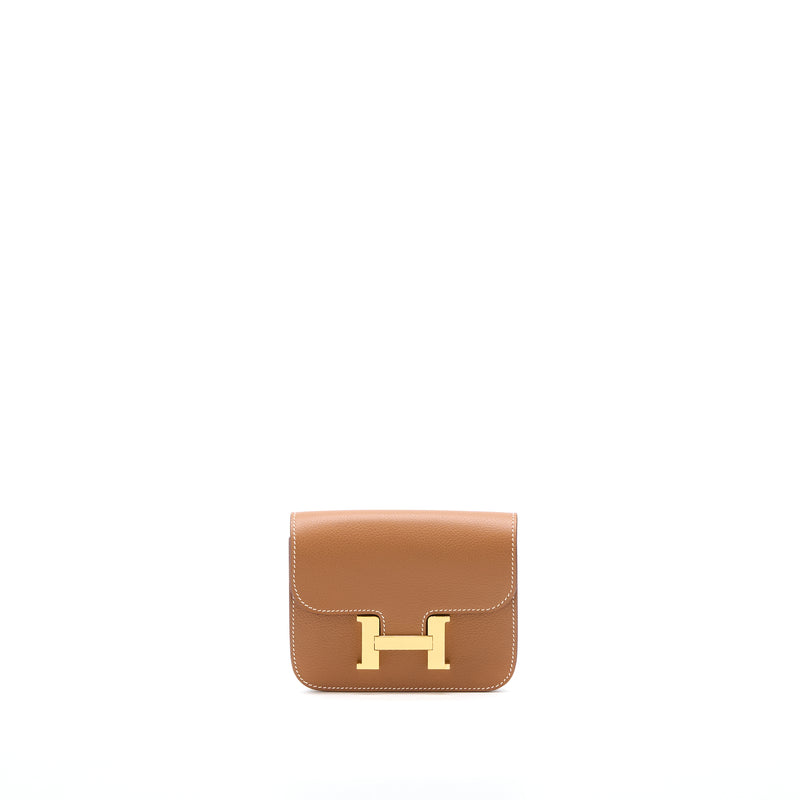 Hermes Constance Slim Evercolor Gold GHW Stamp U