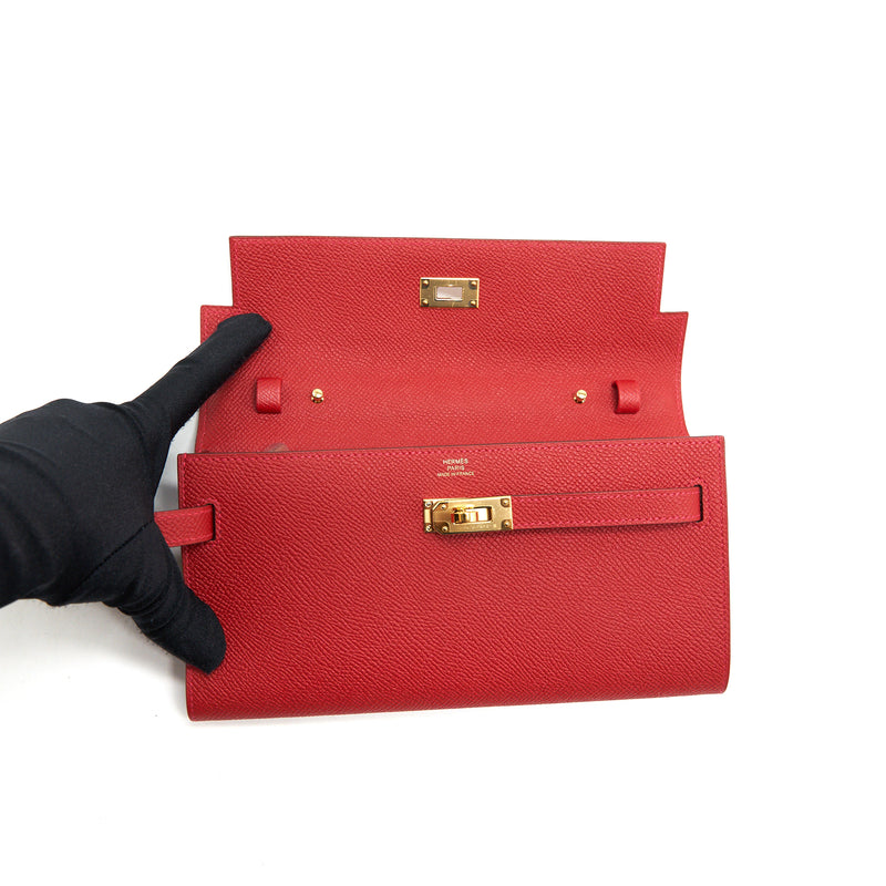 Hermes Kelly To Go Epsom Rouge Casaque GHW stamp Y