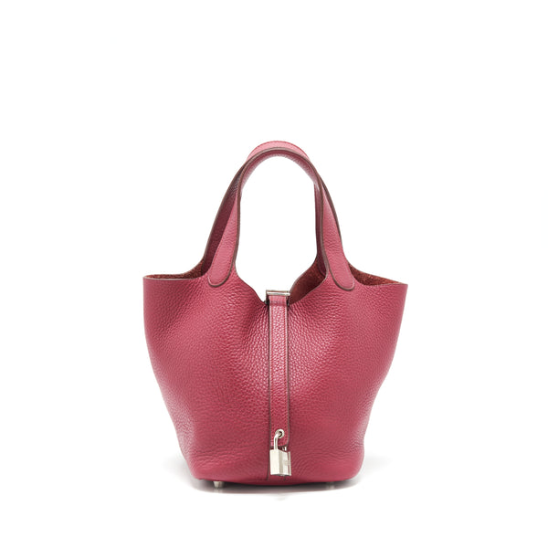 Hermes Picotin 18 Lock Bag Dark Red SHW STAMP Square R
