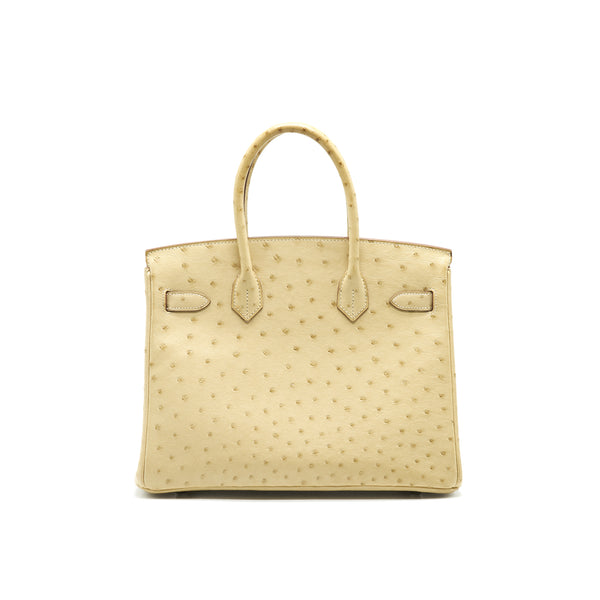 Hermes birkin 30 Parchemin Ostrich SHW stamp T