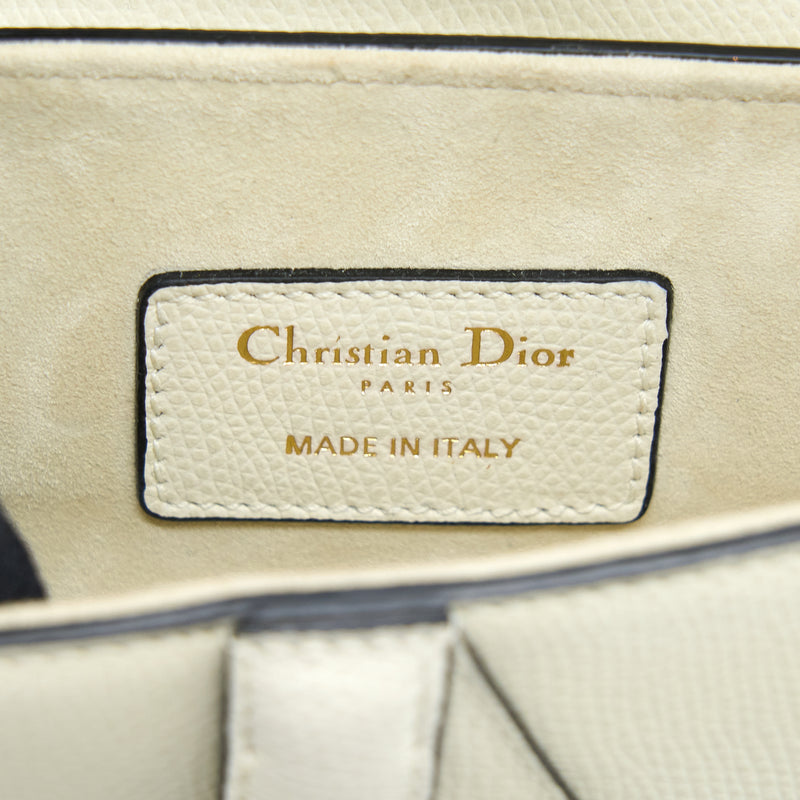 Dior Mini Saddle Bag Grained Calfskin White GHW