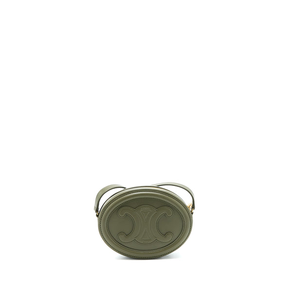 Celine Crossbody Oval Purse Calfskin Olive Green GHW