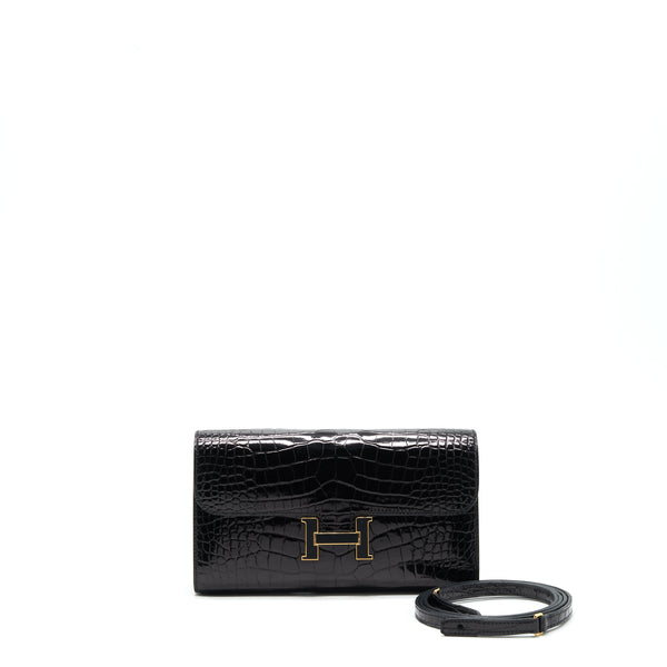 Hermes Constance To Go Alligator Mississippiensis Black With black Hardware Stamp Z